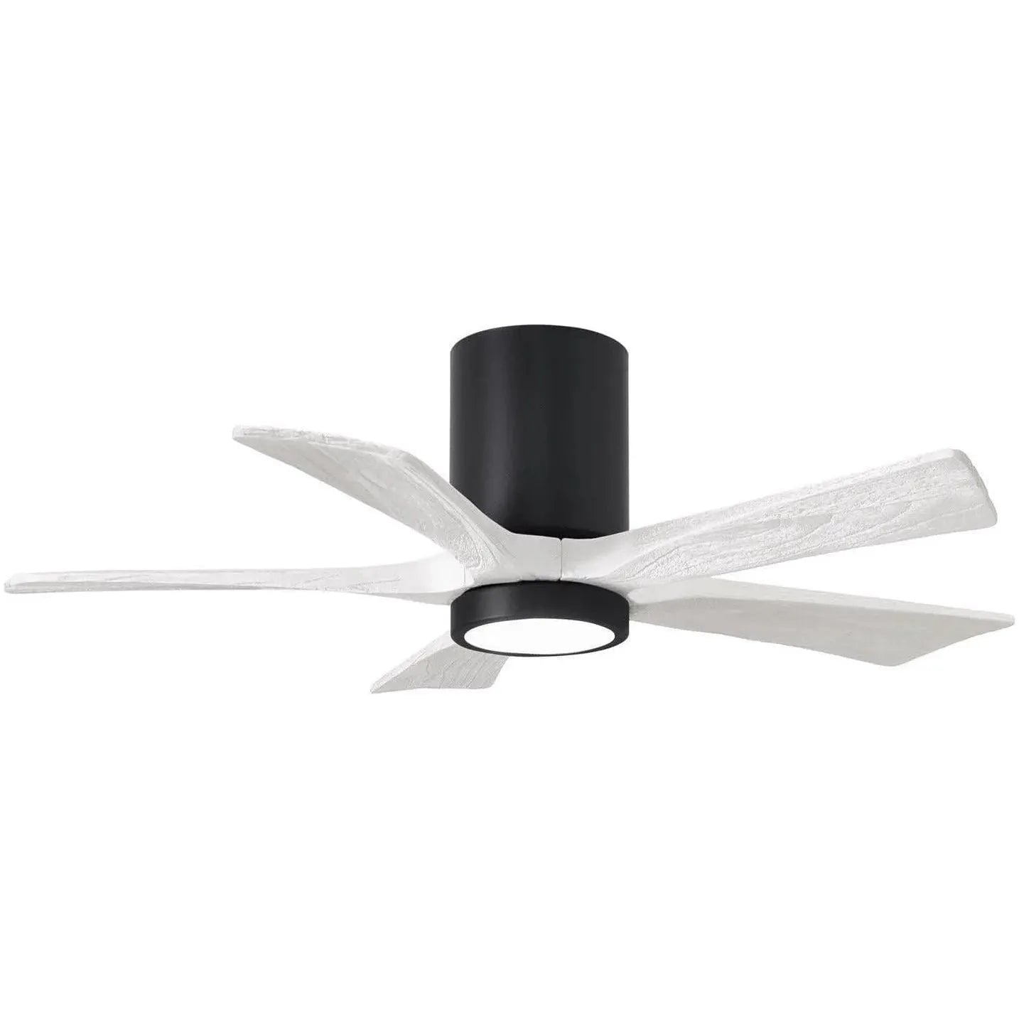 Matthews Fan Company - Irene 5 Hugger Ceiling Fan with Light Kit - IR5HLK-BK-MWH-42 | Montreal Lighting & Hardware