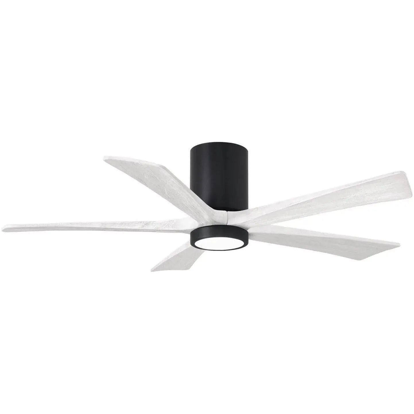Matthews Fan Company - Irene 5 Hugger Ceiling Fan with Light Kit - IR5HLK-BK-MWH-52 | Montreal Lighting & Hardware