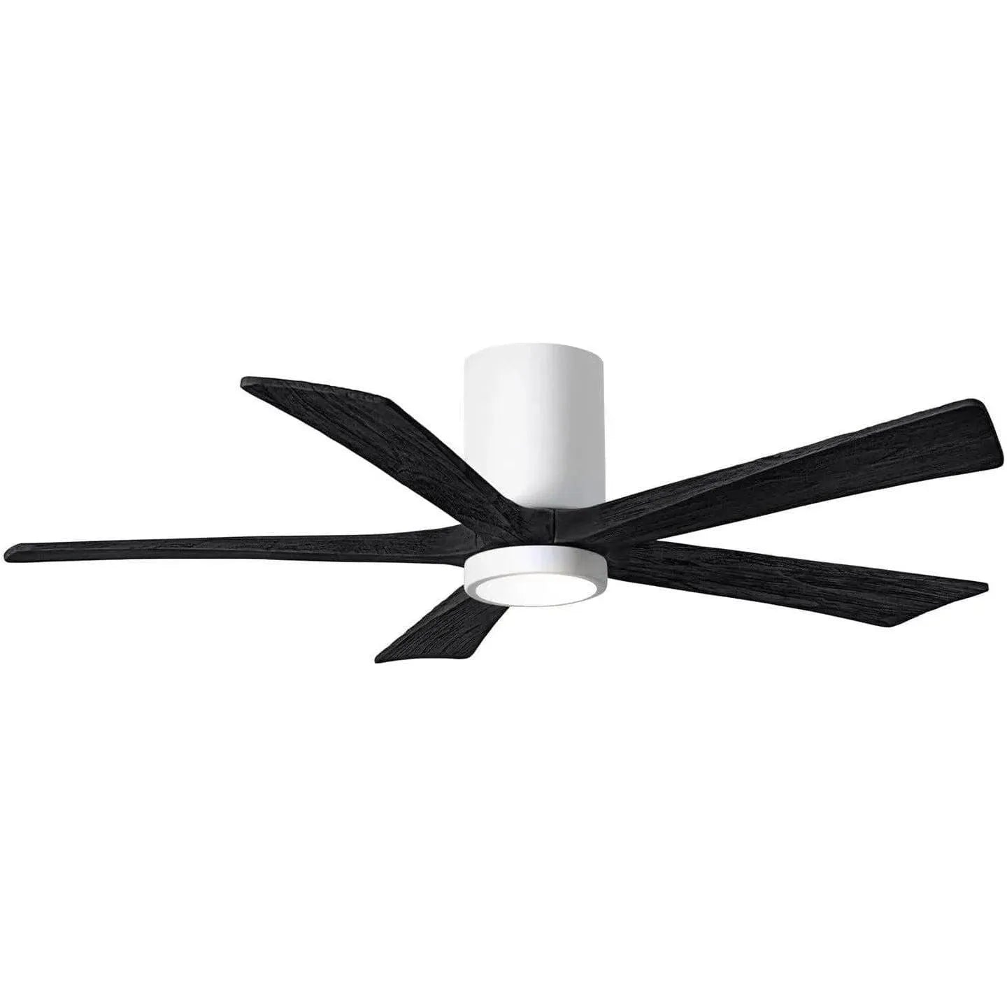 Matthews Fan Company - Irene 5 Hugger Ceiling Fan with Light Kit - IR5HLK-WH-BK-52 | Montreal Lighting & Hardware