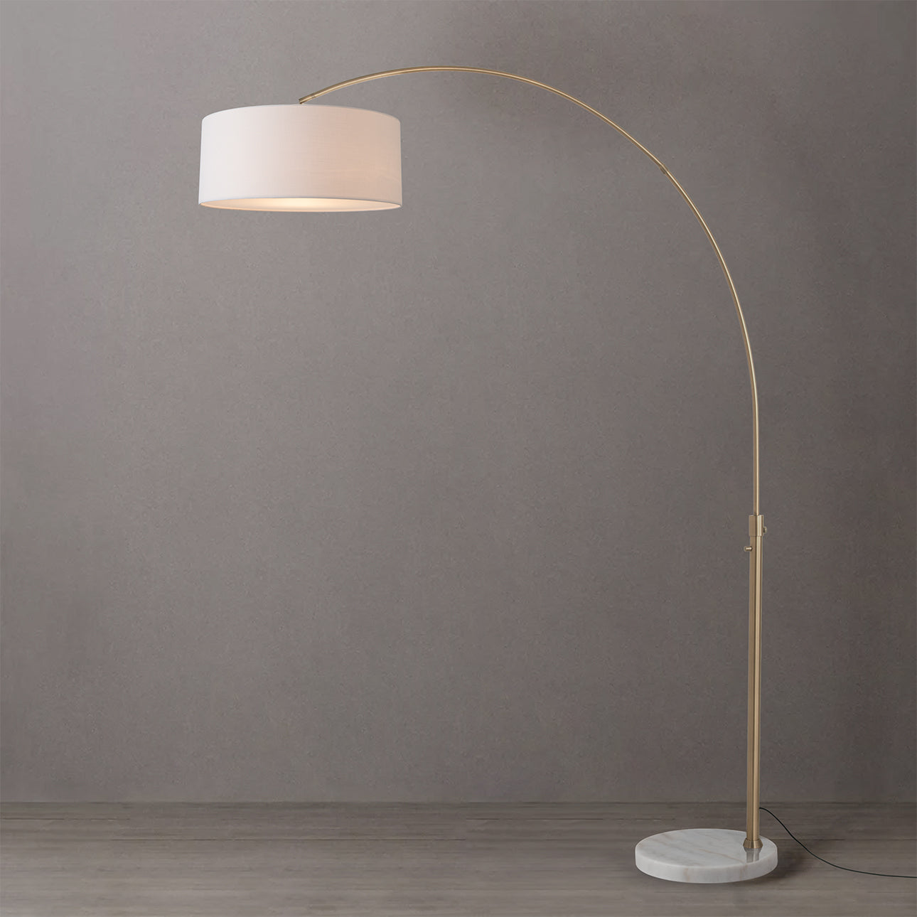Nova of California 2110821WH Float 1-Light Arc Lamp in Weathered Brass / White