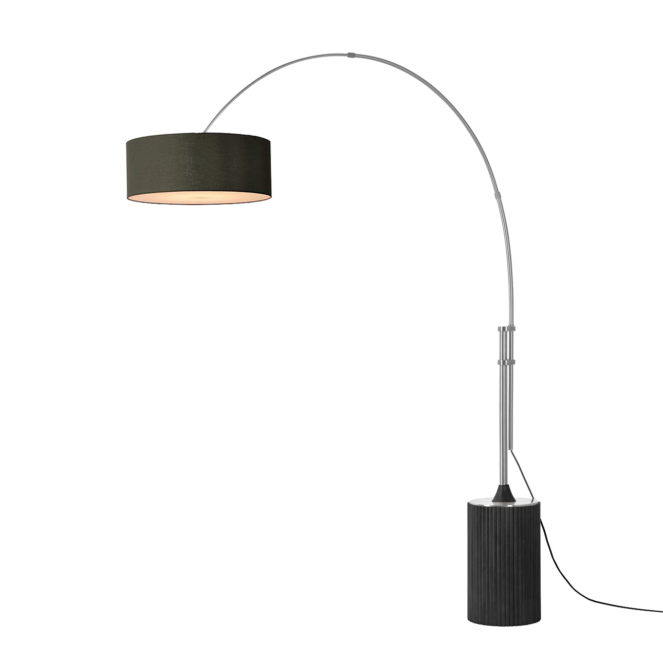 Lampe à arc Nova of California 2110834BK Tambo Stretch à une lumière, finition nickel satiné/chêne noir