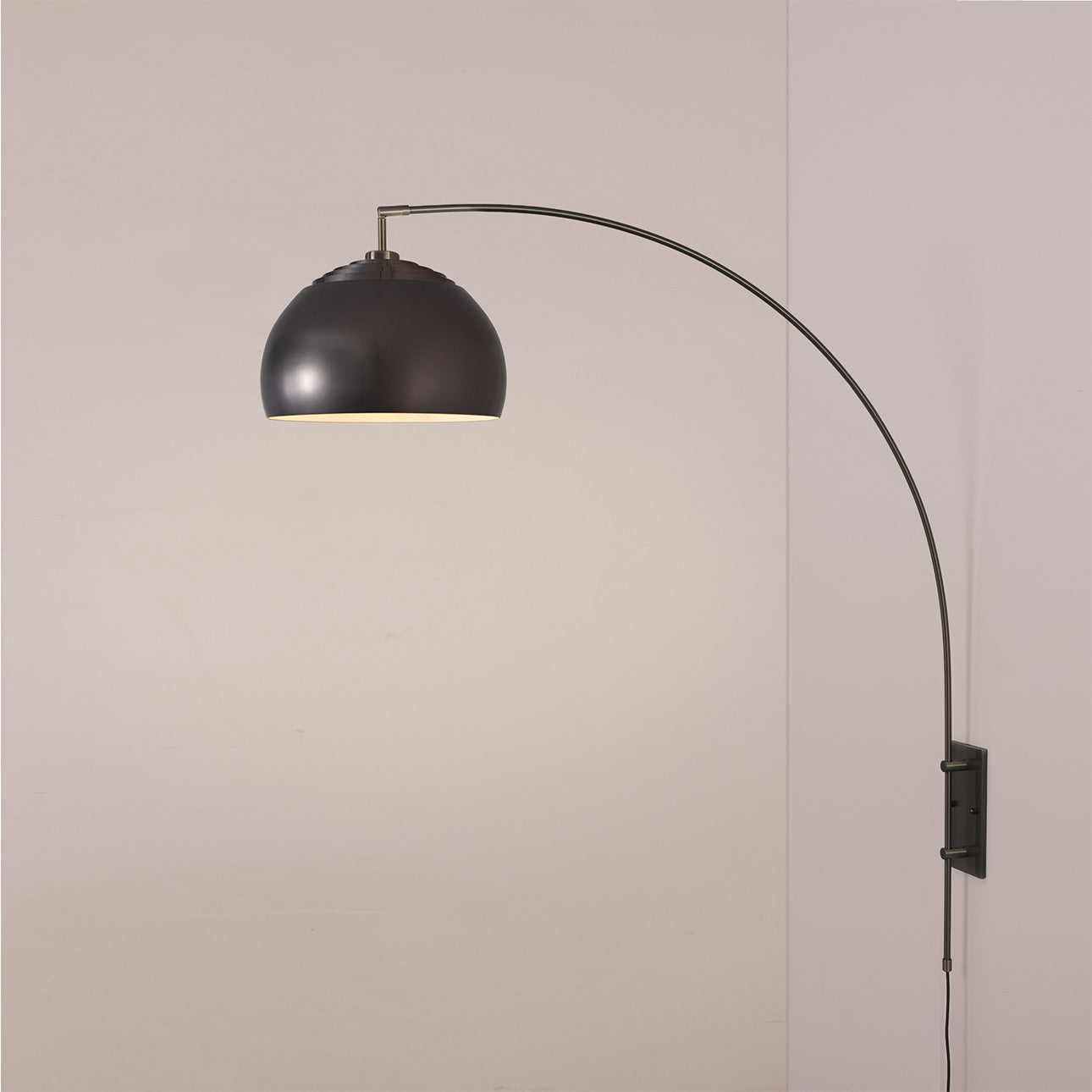 Nova of California 2113838BN Half Dome Wall Mounted Arc Lamp in Black Nickel
