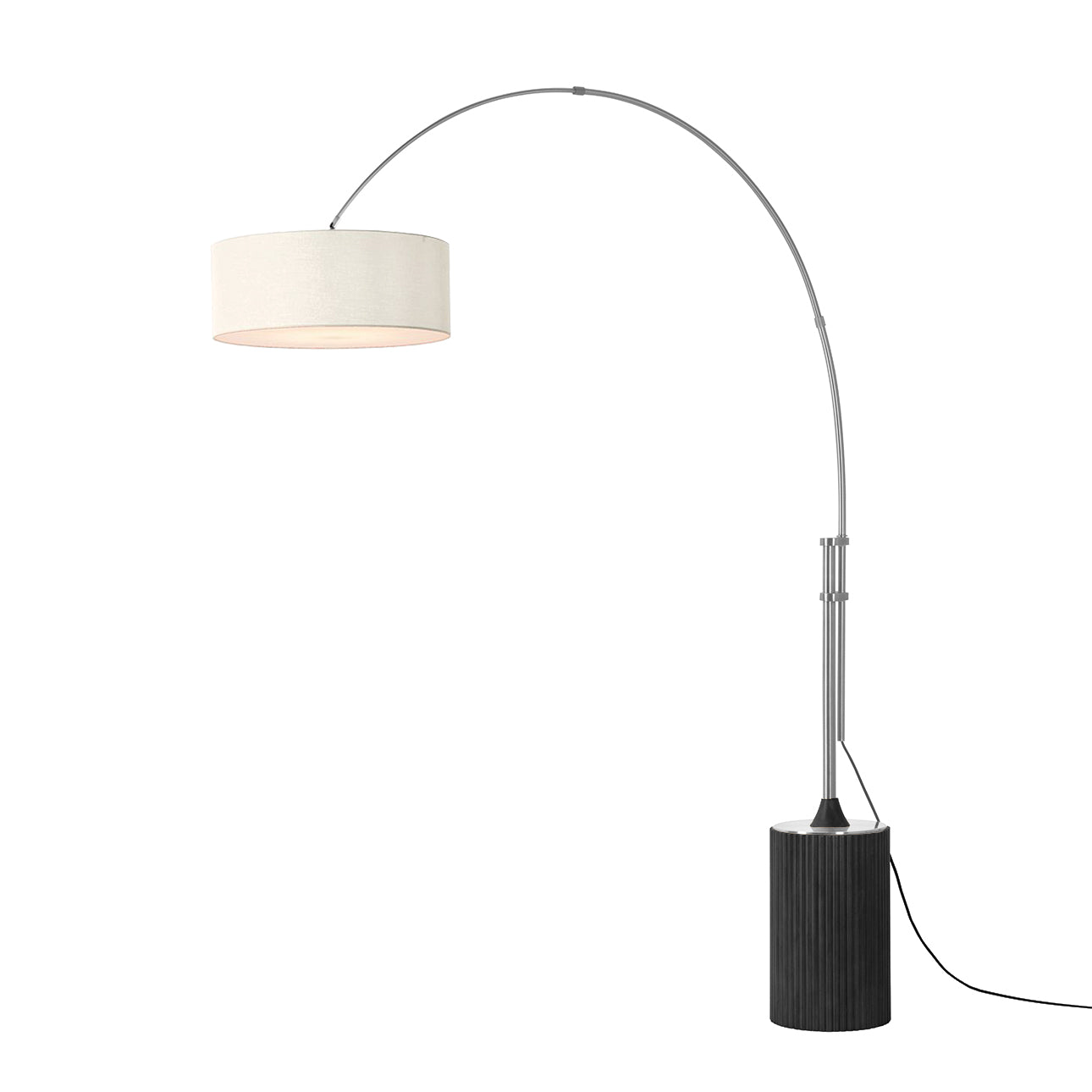 Lampe à arc Nova of California 2110834WH Tambo Stretch à une lumière, finition nickel satiné/chêne noir