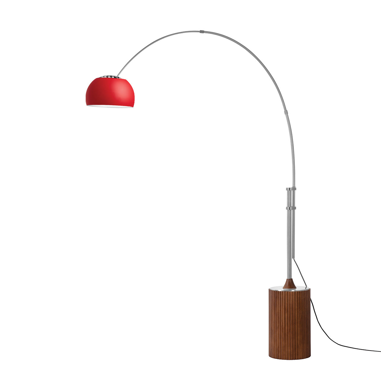 Lampe à arc demi-dôme Tambo de Nova of California 2113833CR, finition nickel satiné/noyer foncé