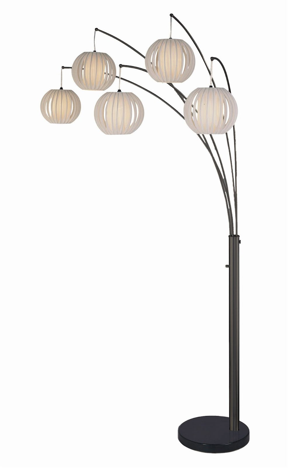 Lampadaire arqué à 5 lumières Bloom de Nova of California (réf. 2510799BN), finition nickel noir