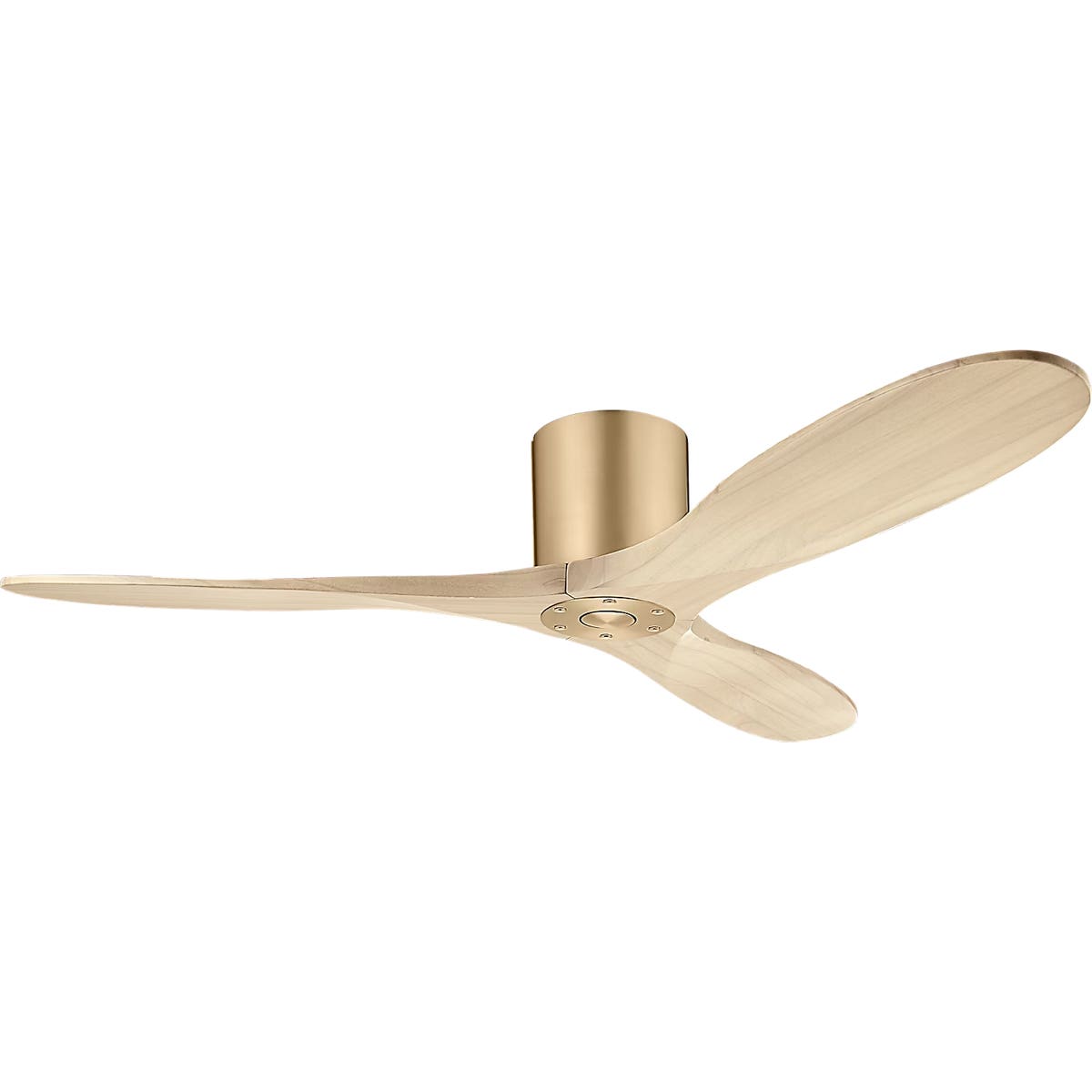 Confort visuel Ventilateur Collection 3MAVHSM52BBSWWO Plafond Maverick Smart 52" Hugger Ventilateur en laiton bruni avec lames en chêne blanc lavé