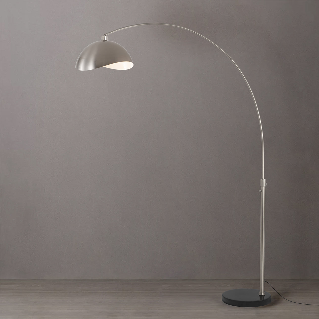 Nova of California 2114819SN Luna Bella 1-Light Arc Lamp in Satin Nickel / Black