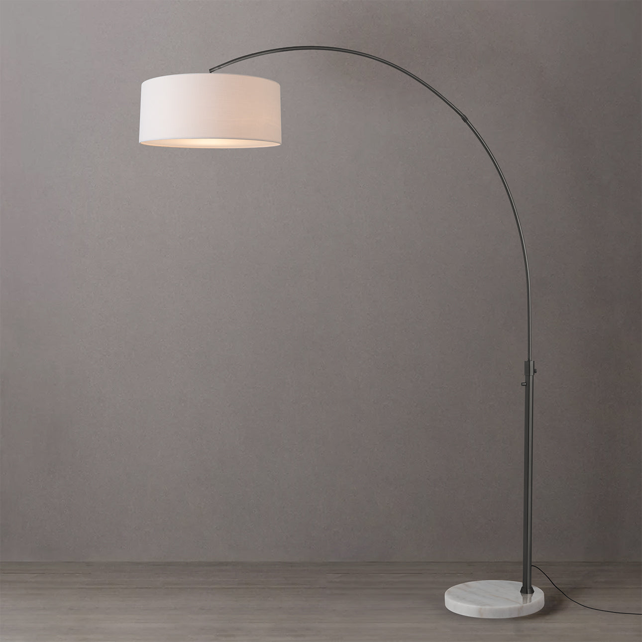 Nova of California 2110823WH Float 1-Light Arc Lamp in Black Nickel / White