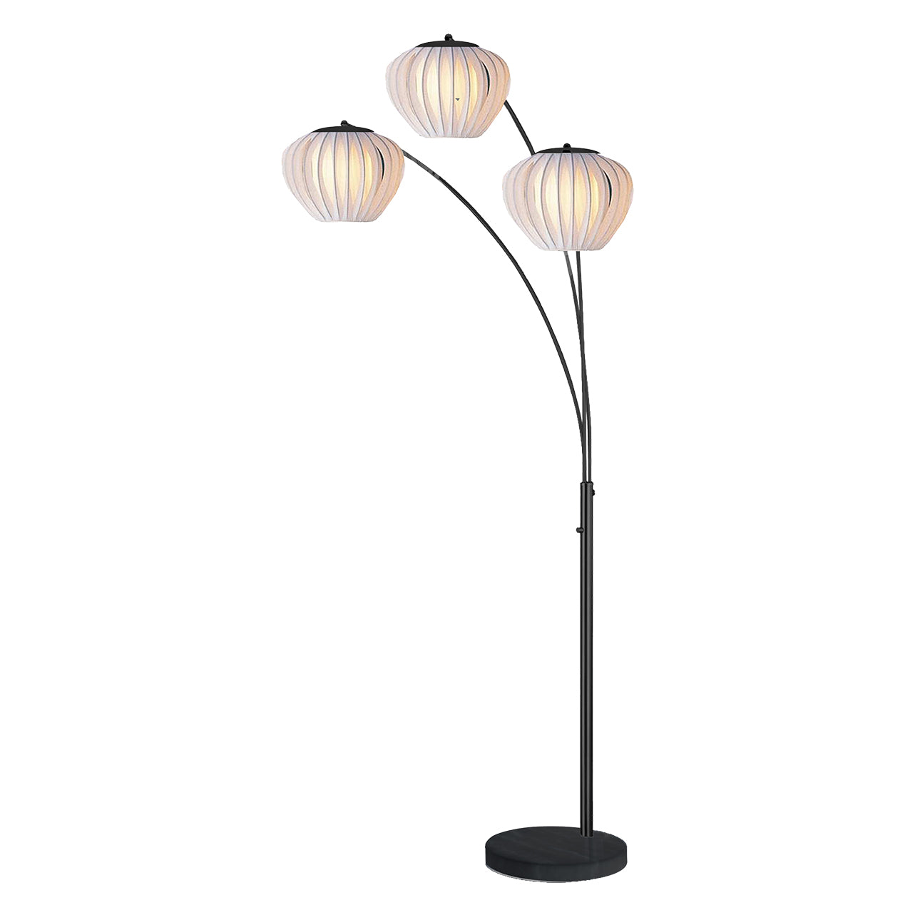 Lampadaire arqué à 3 lumières Bloom de Nova of California (réf. 2310799BN), finition nickel noir / noir