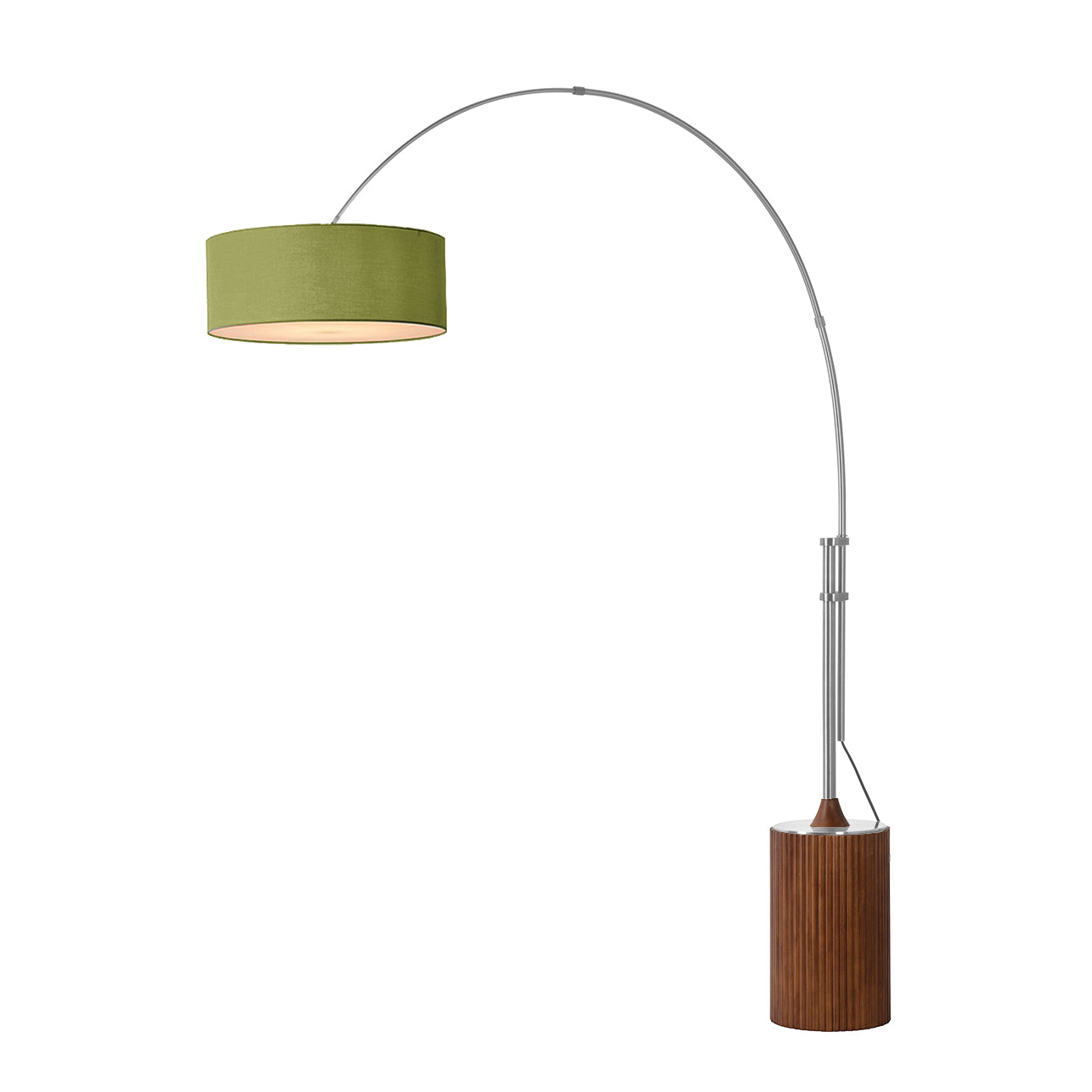 Lampe à arc Nova of California 2110833AV Tambo Stretch à une lumière, finition nickel satiné/noyer foncé