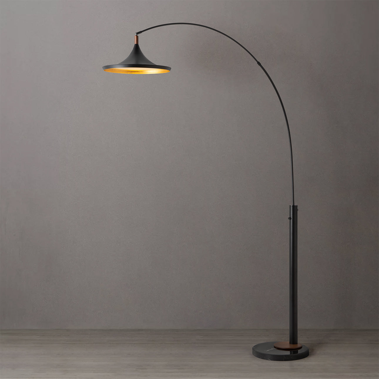 Lampe sur pied arquée à une lumière Nova of California 2110500MB Lodi, noir mat