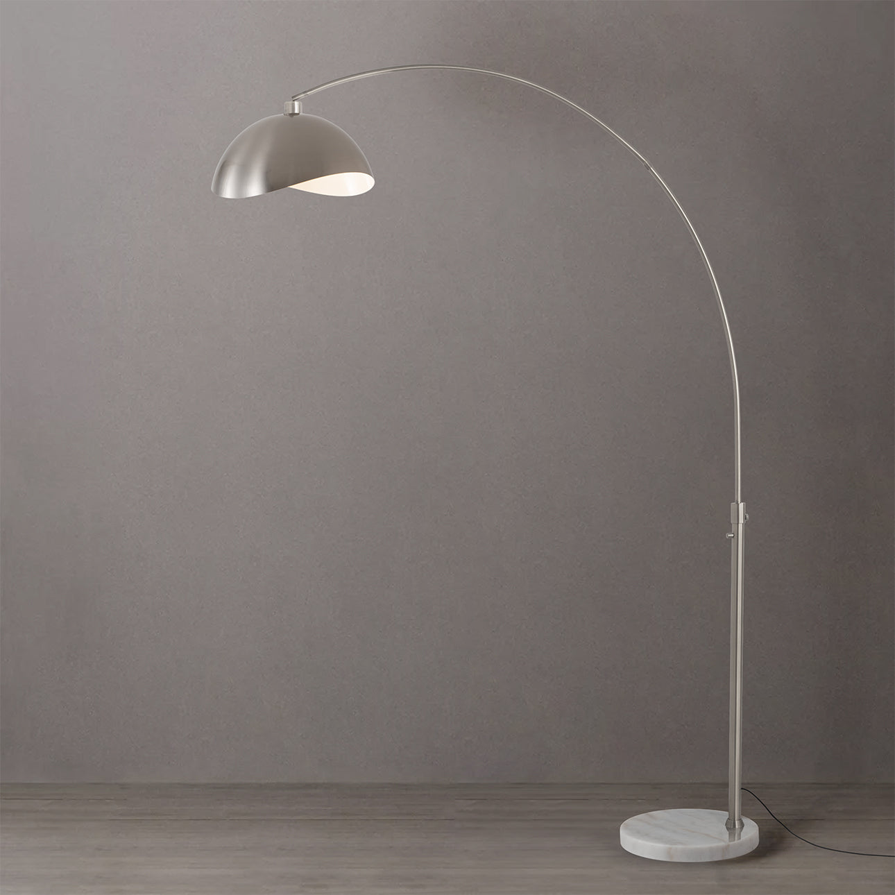 Nova of California 2114822SN Luna Bella 1-Light Arc Lamp in Satin Nickel / White