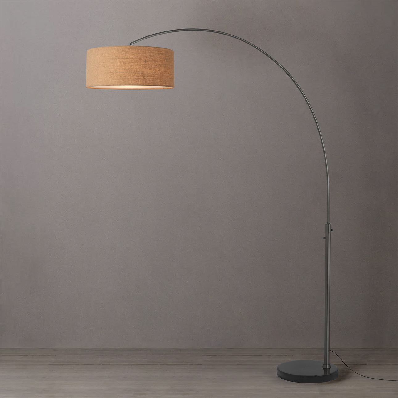 Lampe à arc flottante Nova of California 2110820BU à une lumière, finition nickel noir / noir