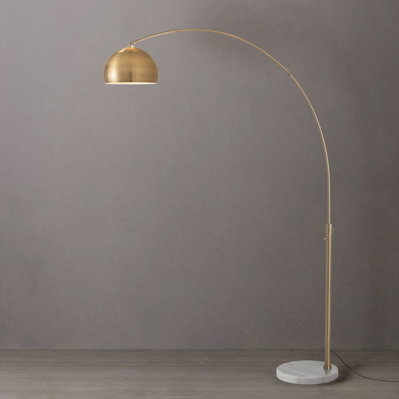 Nova of California 2113821WB Float 1-Light Arc Lamp in Weathered Brass / White