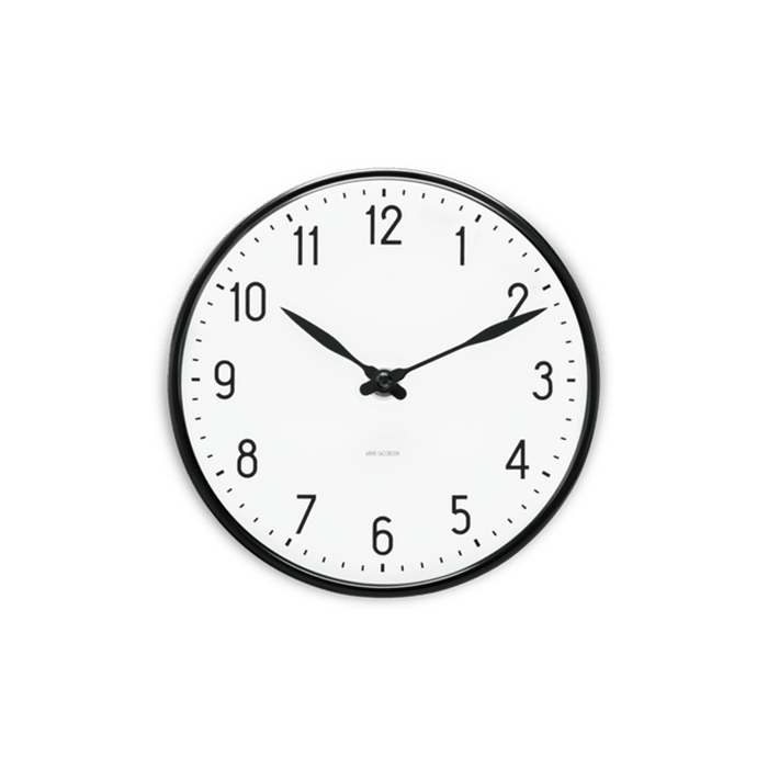 Horloge murale Arne Jacobsen Clocks 43623 Station, blanc/noir
