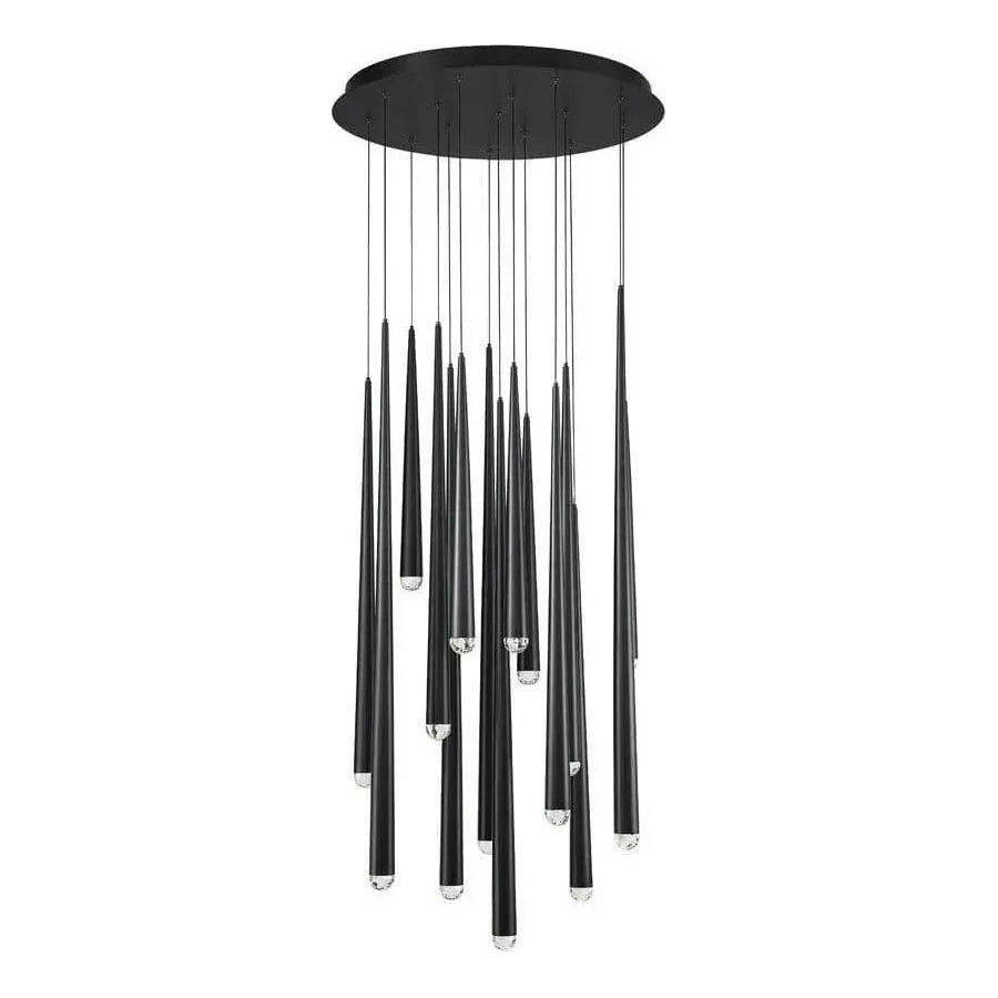 Modern Forms - Cascade LED Crystal Multi-Light Pendant, 15-Light - PD-41715R-BK | Montreal Lighting & Hardware