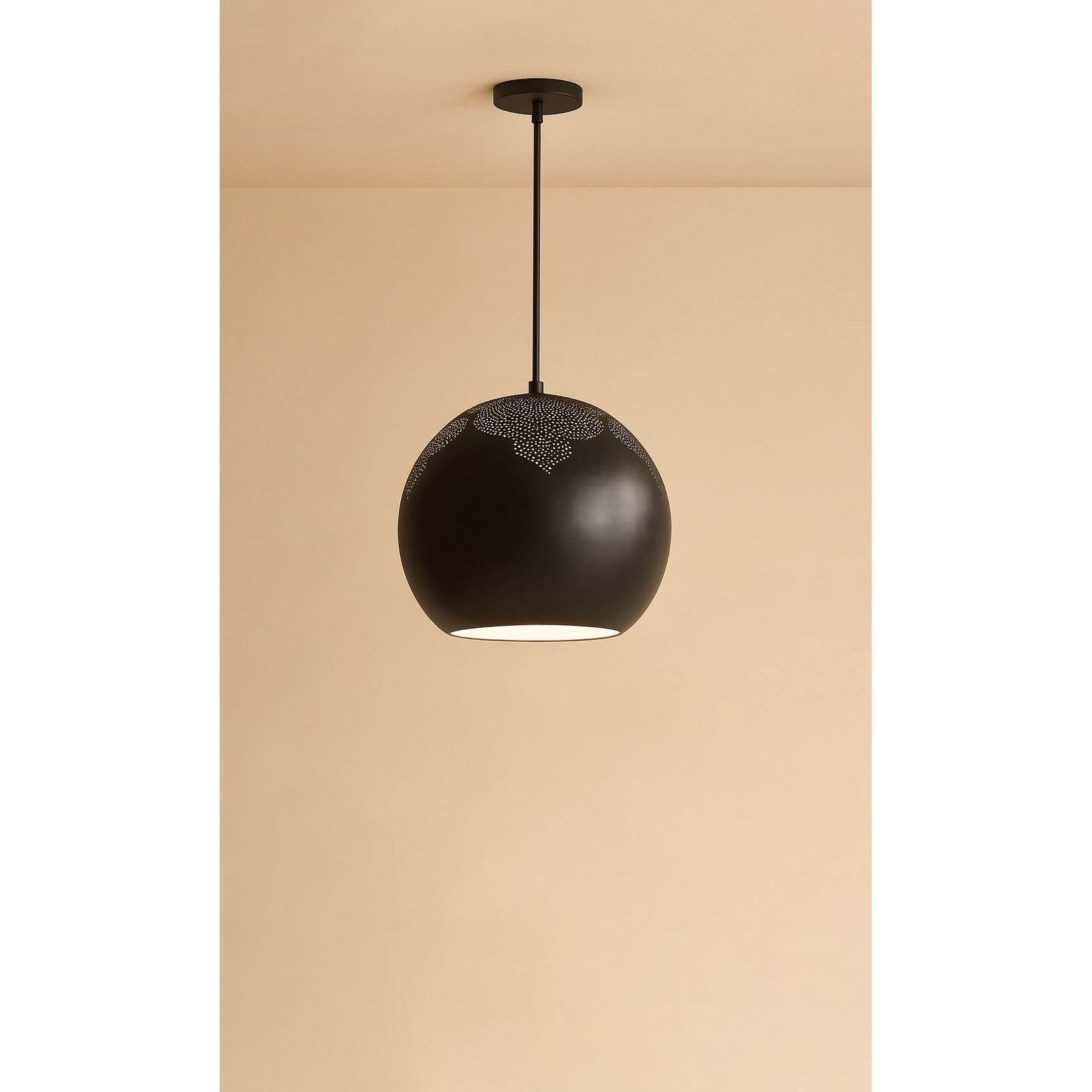 Dounia Home - DH-NAJTREGLO-SM-MGM - Najma Trellis Globe Pendant Light - Matte Gun Metal