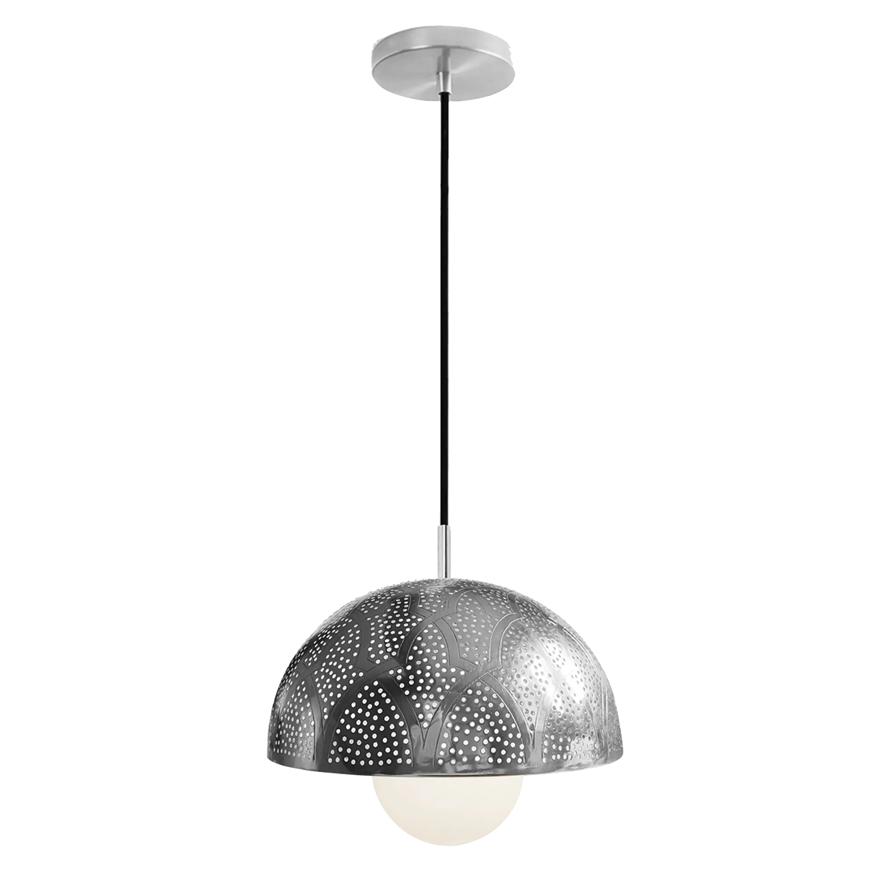 Dounia Home - DH-ZANMETDOM-SM-NIK - Zana Metal Dome-shaped Shade Suspension - Brushed Nickel Silver