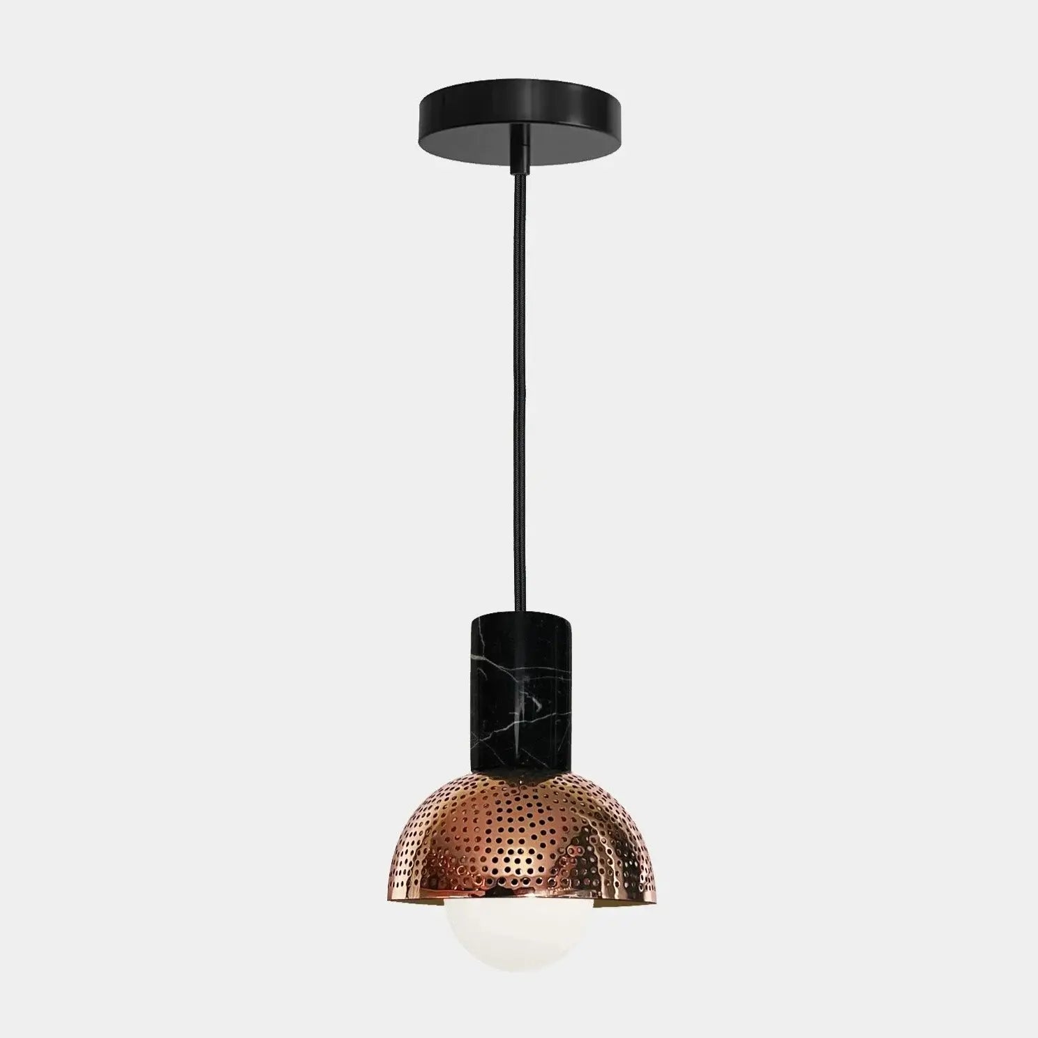 Dounia Home - DH-MARMARDOM-MD-NIK - Maria Marble Dome Pendant Light - Brushed Nickel Silver