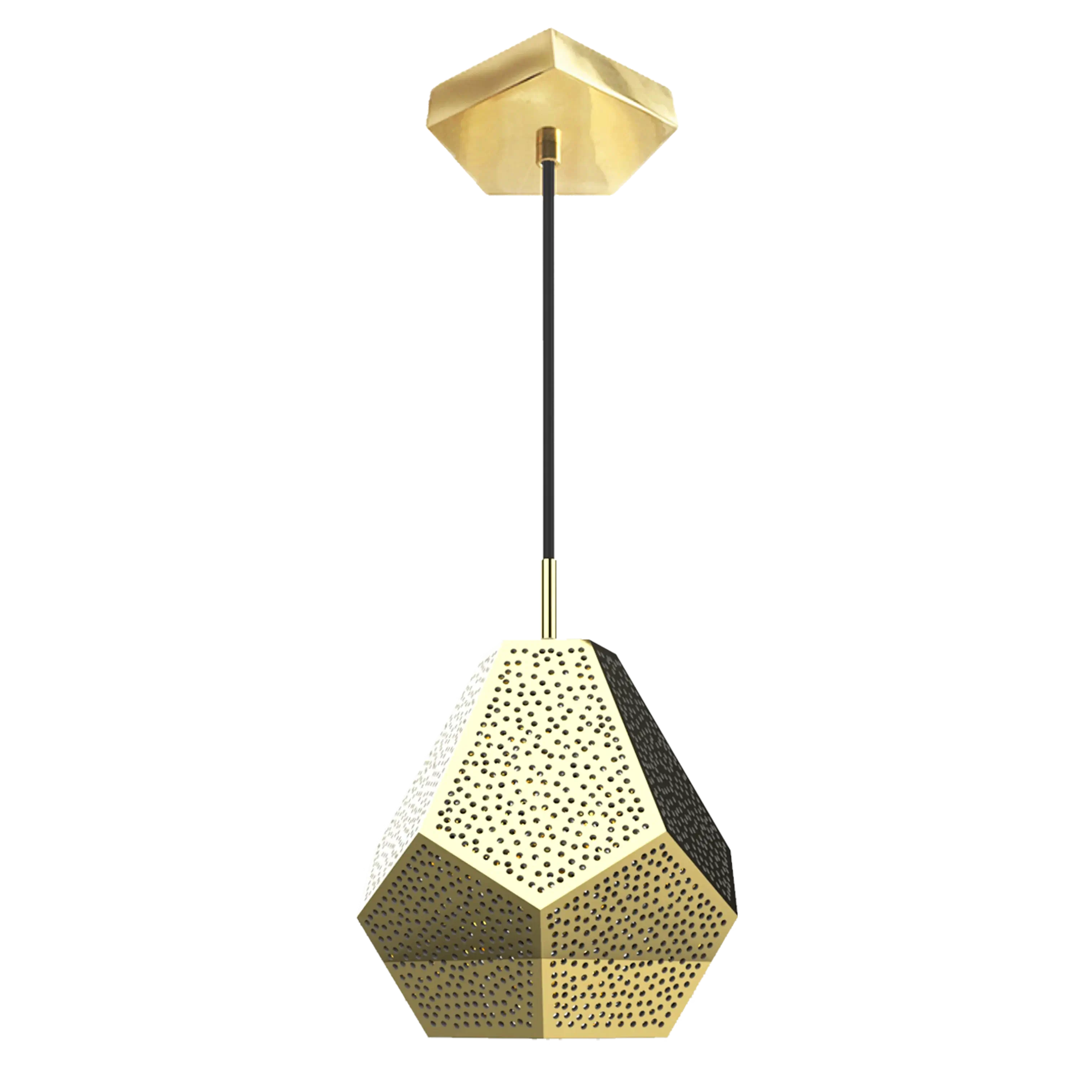 Dounia Home - DH-ALMMULPEN-SM-AB - Almas Multifaceted Pendant Light - Antique Brass