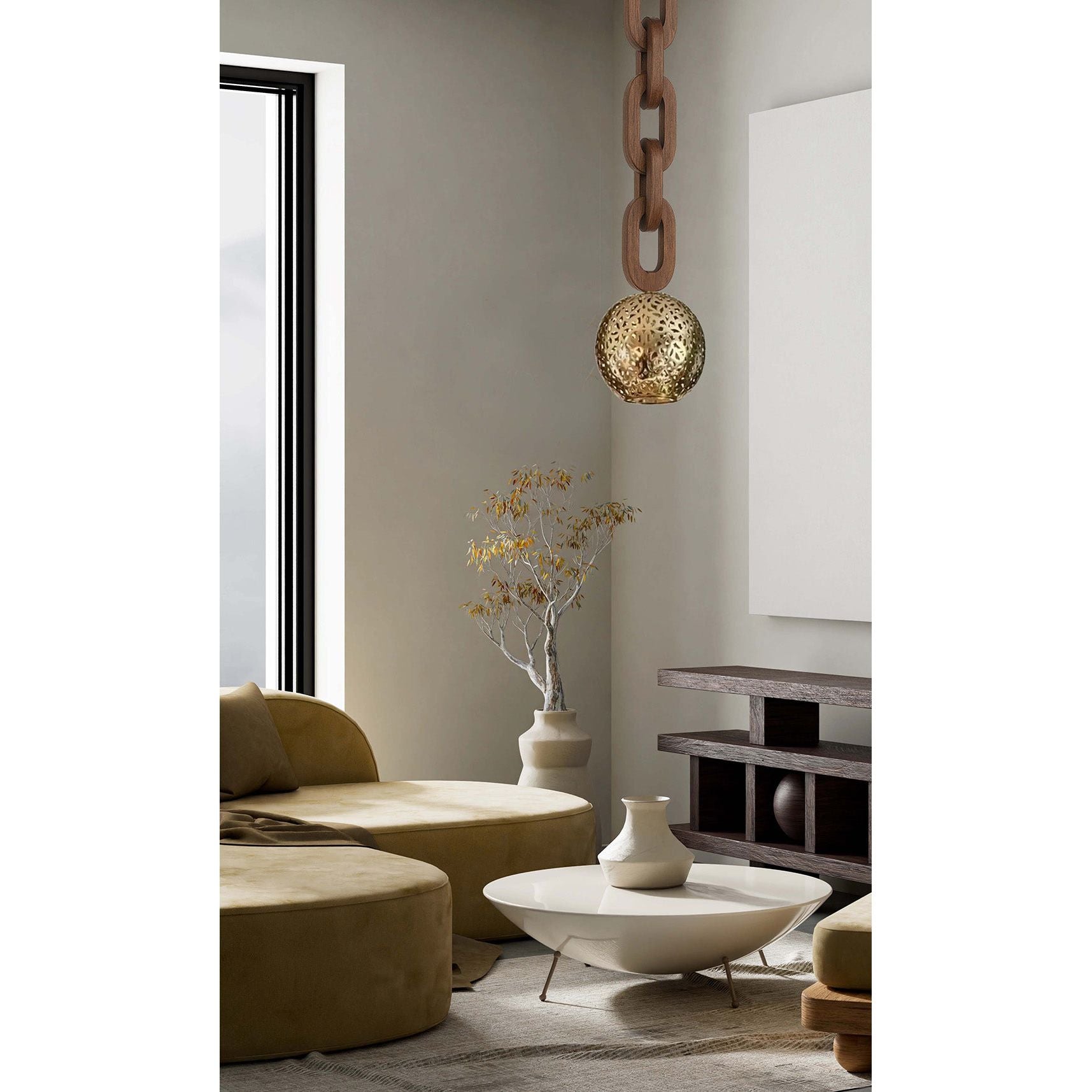 Dounia Home - DH-RIACHAPEN-SM-AB-6 - Riad Chain Pendant Light - Antique Brass