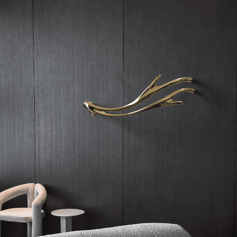 P&Bhusri S2-M-PWH-N Golden Antlers Towel Warmer in Porcelain White