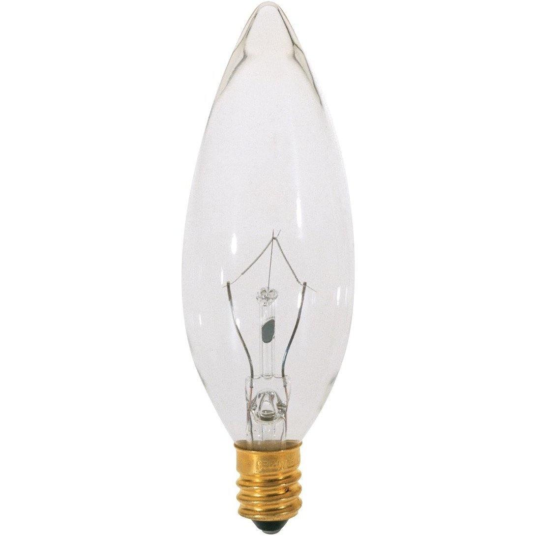 Satco Products - 15 Watt BA9 1/2 Incandescent, Clear, 2500 Average rated hours, 114 Lumens, Candelabra base, 130 Volt - A3620 | Montreal Lighting & Hardware