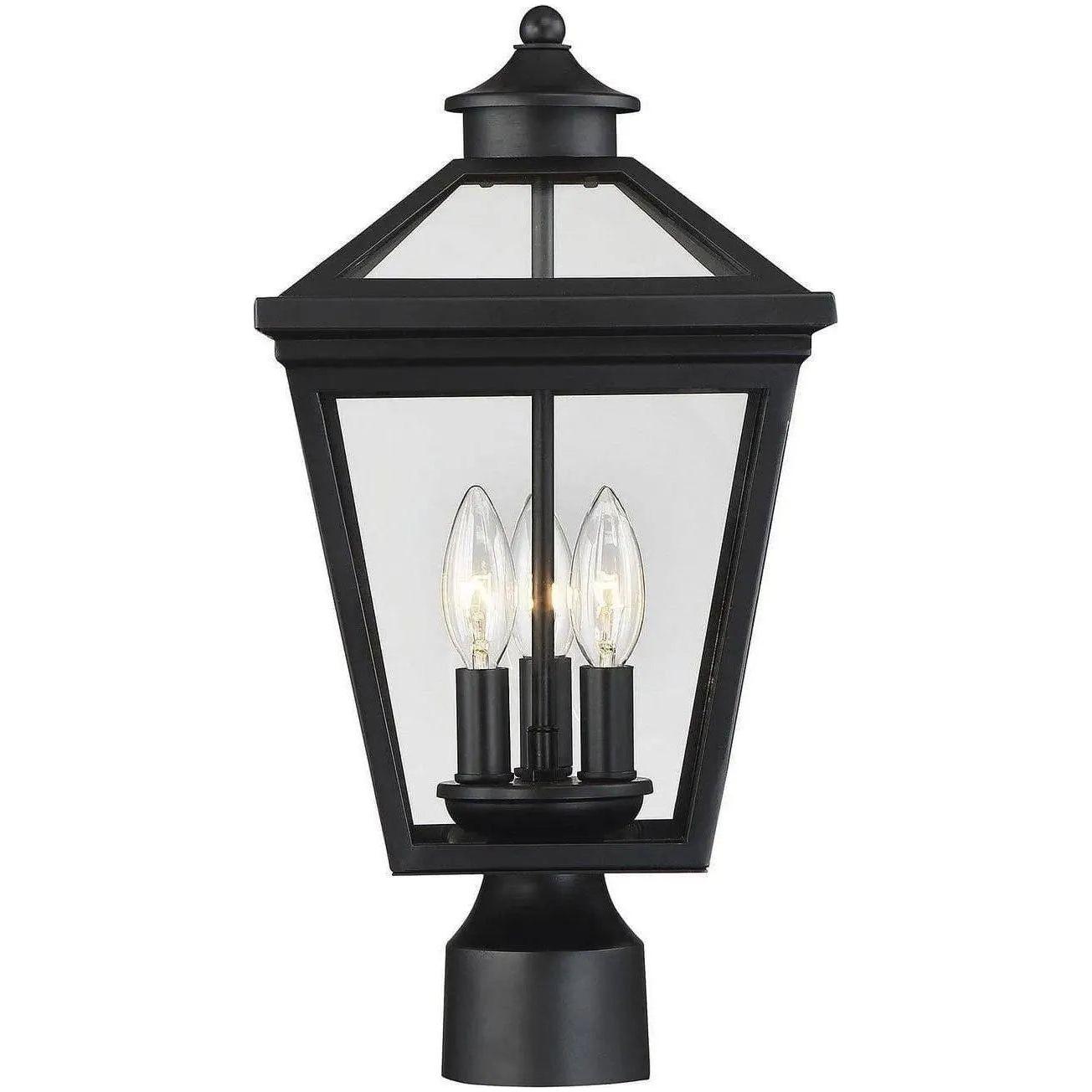 Savoy House - Ellijay Three Light Post Lantern - 5-147-BK | Montreal Lighting & Hardware