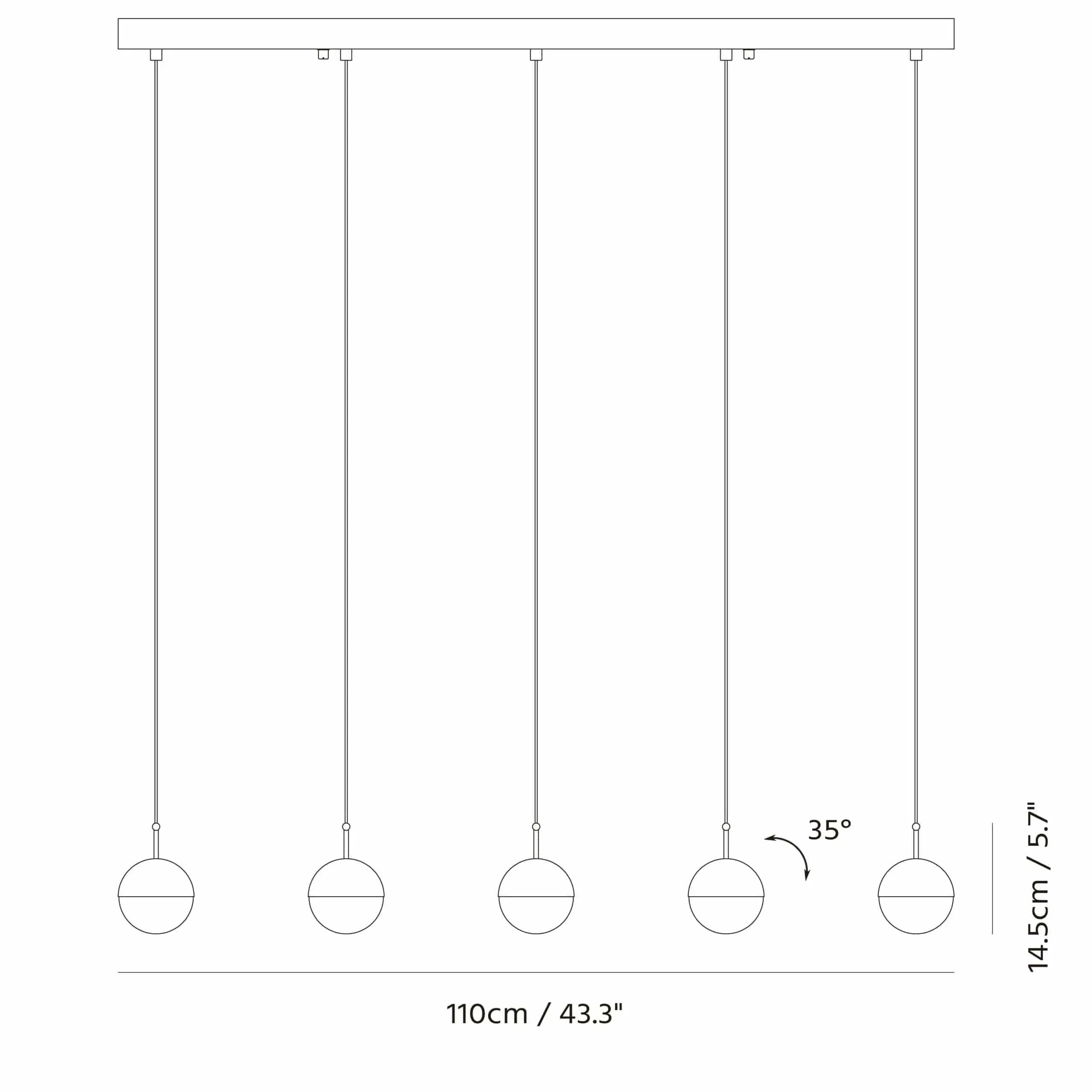 Seed Design - Dora Pendant Light 5 - SLD-1010PL5-CPR | Montreal Lighting & Hardware