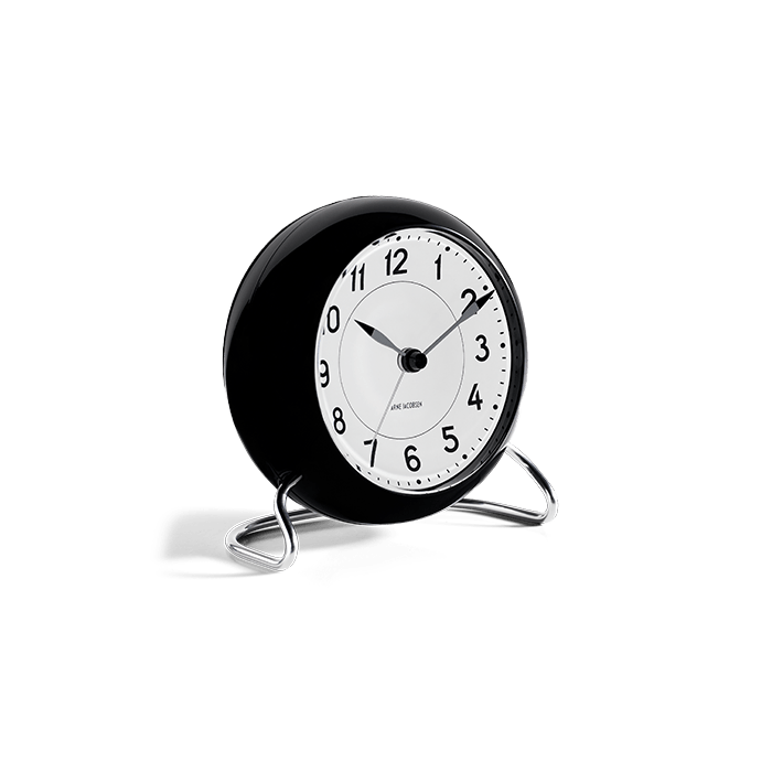 Arne Jacobsen Clocks 43672 Station Table Clock in White/Black