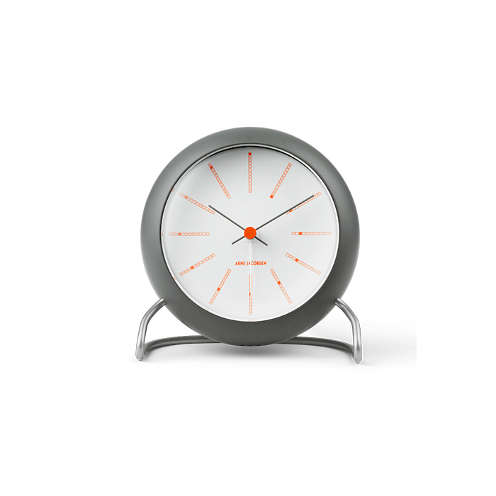 Horloge de table Arne Jacobsen 43694, style banquier, gris foncé