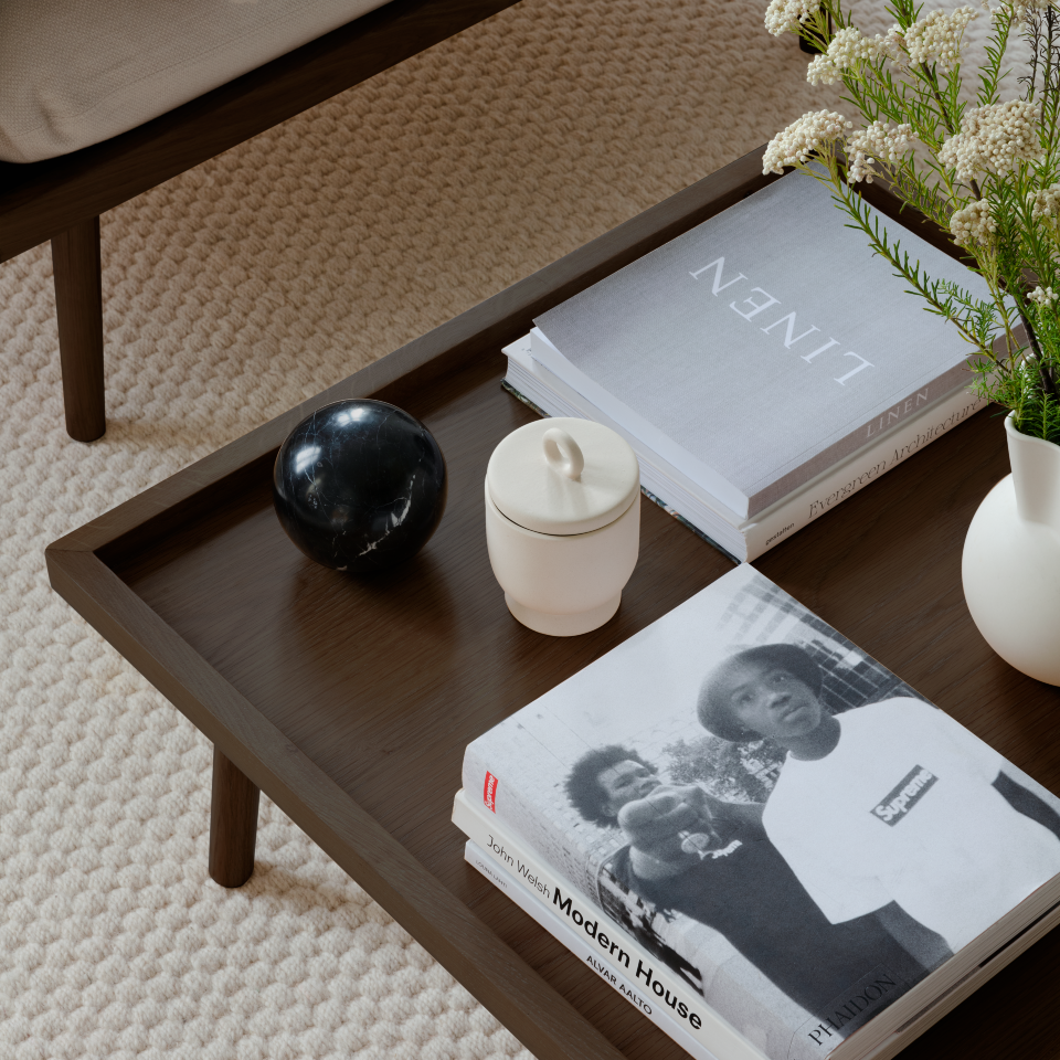 Umage Lounge Around Shuffle coffee table styled in a room setting