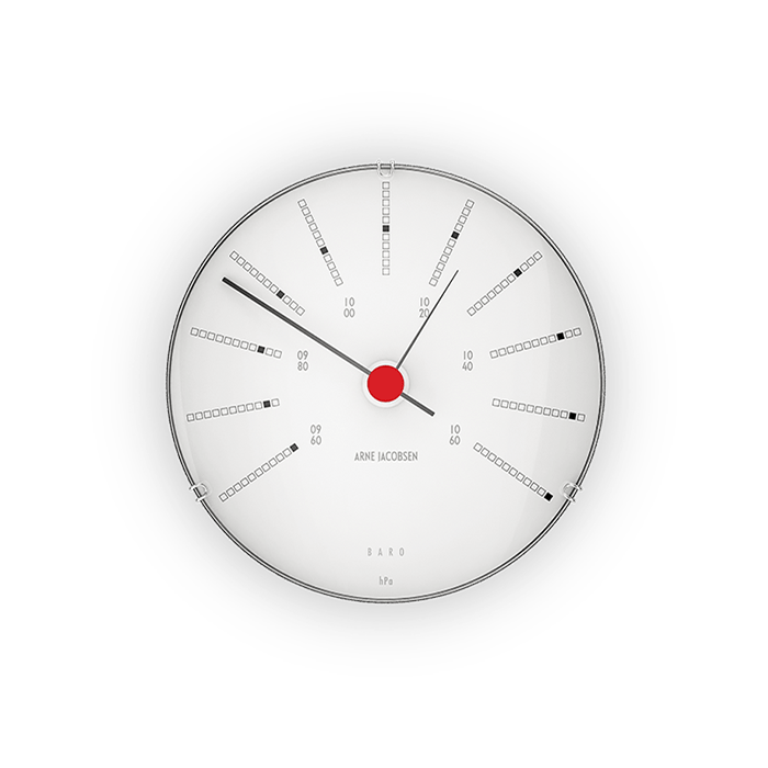 Baromètre de banquier Arne Jacobsen Clocks 43686, blanc/noir/rouge