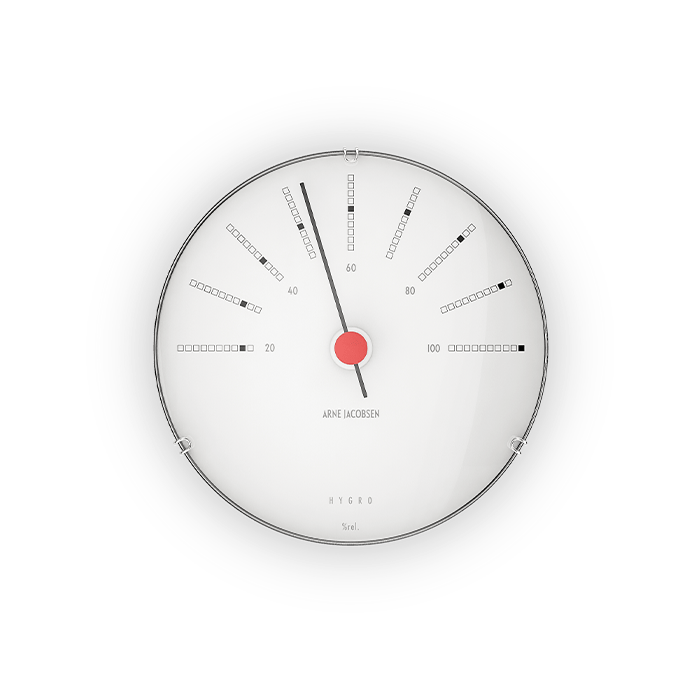 Arne Jacobsen Clocks 43685 Bankers Hygrometer in White/Black/Red