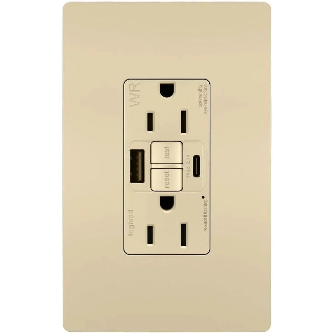 Legrand Radiant - radiant® 15A Tamper Resistant Outdoor Self Test GFCI USB Type A/C Outlet - 1597TRWRUSBACI | Montreal Lighting & Hardware