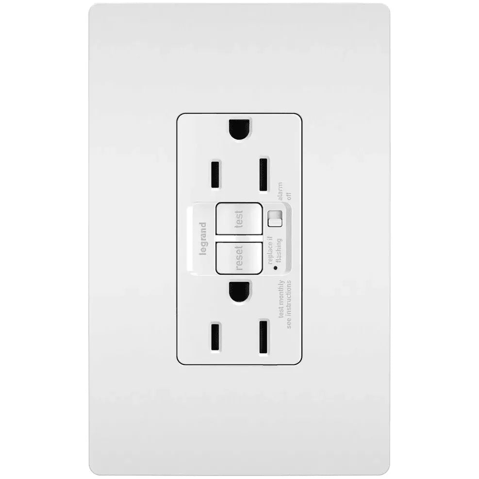 Legrand Radiant - radiant® 15A Tamper Resistant Self Test GFCI Outlet with Audible Alarm - 1597TRAW | Montreal Lighting & Hardware