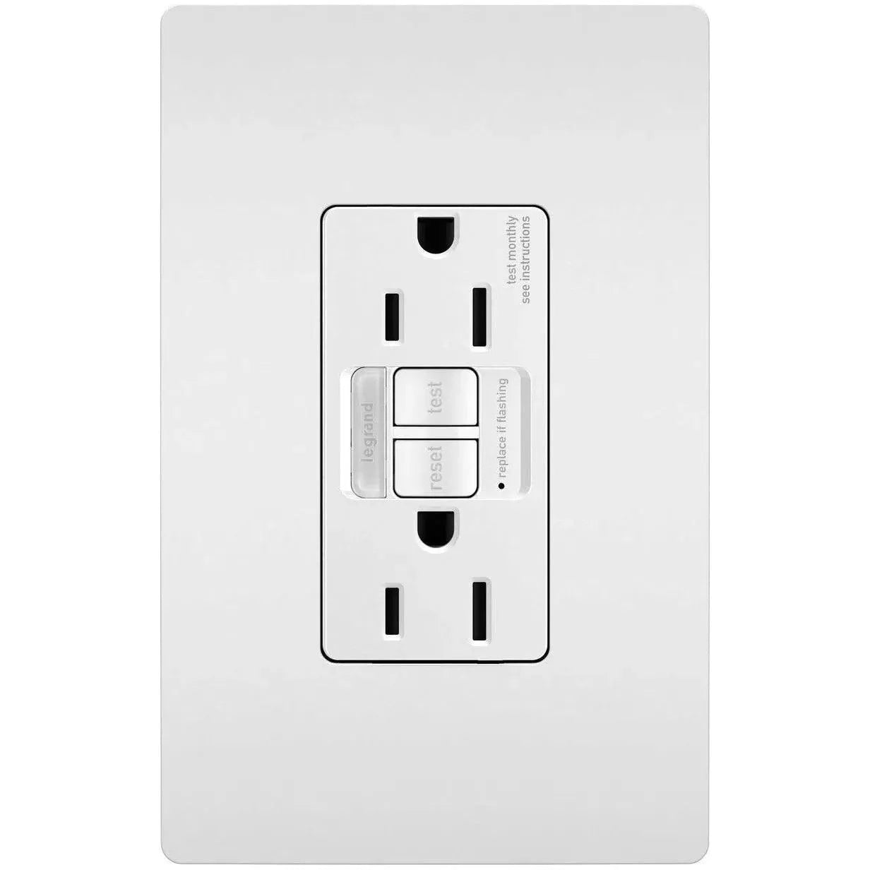 Legrand Radiant - radiant® 15A Tamper Resistant Self Test GFCI Outlet with Night Light - 1597NTLTRW | Montreal Lighting & Hardware