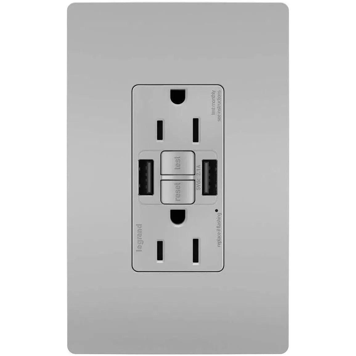 Legrand Radiant - radiant® 15A Tamper Resistant Self Test GFCI USB Type AA Outlet - 1597TRUSBAAGC4 | Montreal Lighting & Hardware