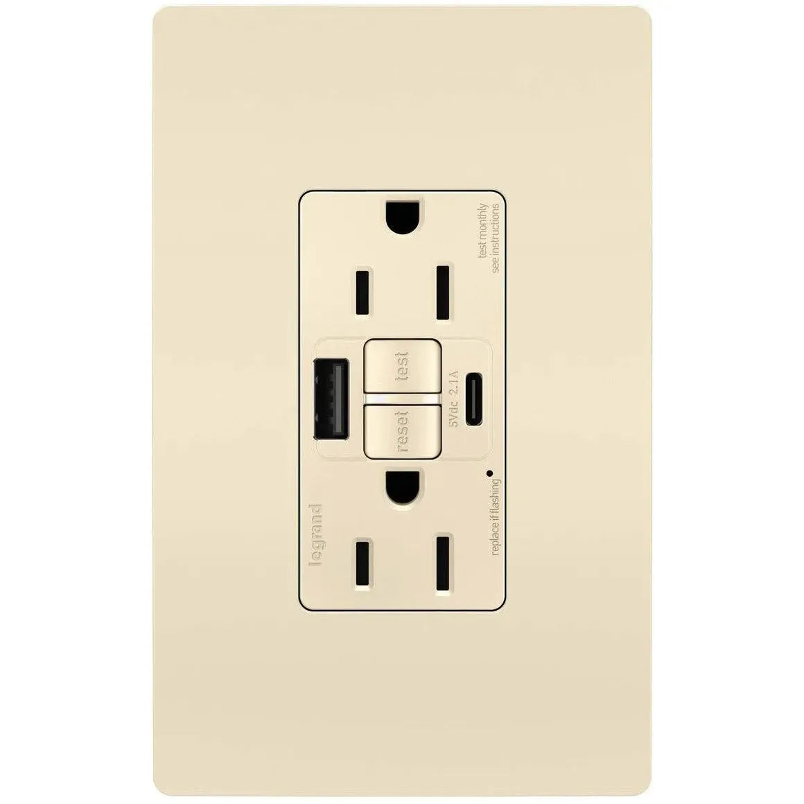 Legrand Radiant - radiant® 15A Tamper Resistant Self Test GFCI USB Type AC Outlet - 1597TRUSBACLA | Montreal Lighting & Hardware