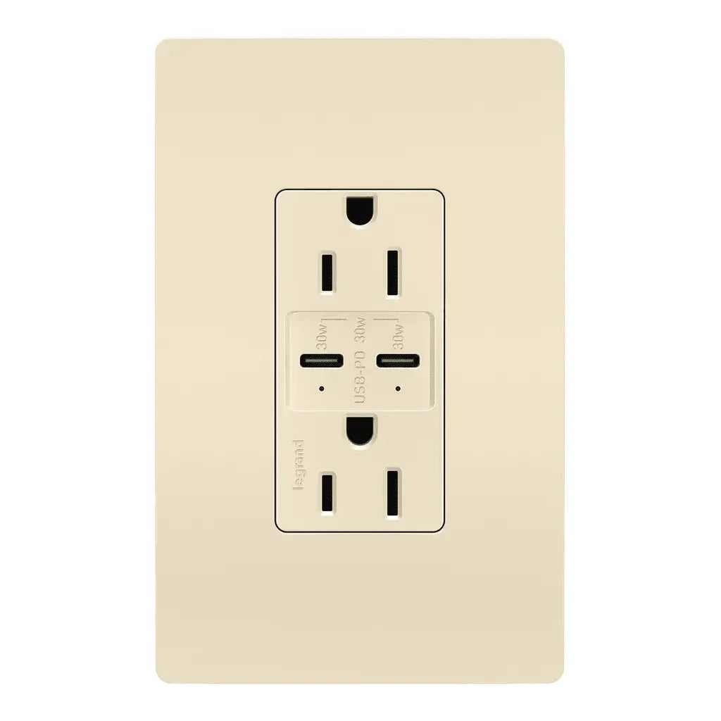 Legrand Radiant - radiant® 15A Tamper Resistant Ultra Fast PLUS Power Delivery USB Type C/C Outlet - R26USBPDLA | Montreal Lighting & Hardware