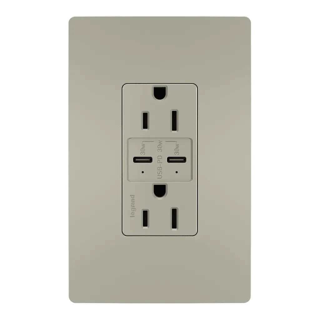 Legrand Radiant - radiant® 15A Tamper Resistant Ultra Fast PLUS Power Delivery USB Type C/C Outlet - R26USBPDNICC6 | Montreal Lighting & Hardware