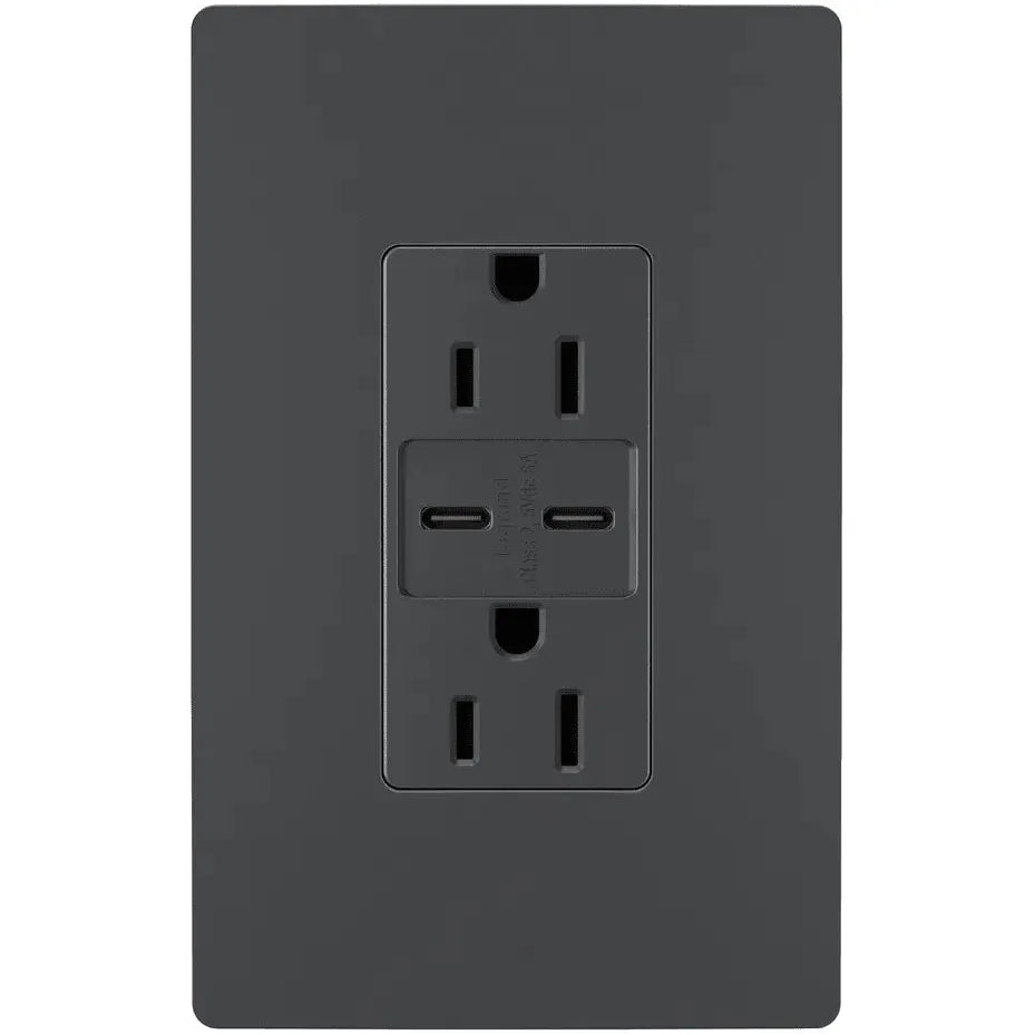 Legrand Radiant - radiant® 15A Tamper Resistant Ultra Fast USB Type C/C Outlet - R26USBCC6G | Montreal Lighting & Hardware