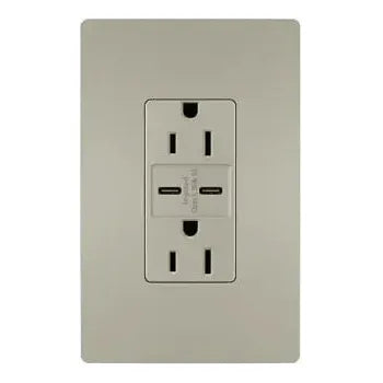 Legrand Radiant - radiant® 15A Tamper Resistant Ultra Fast USB Type C/C Outlet - R26USBCC6NICCV4 | Montreal Lighting & Hardware