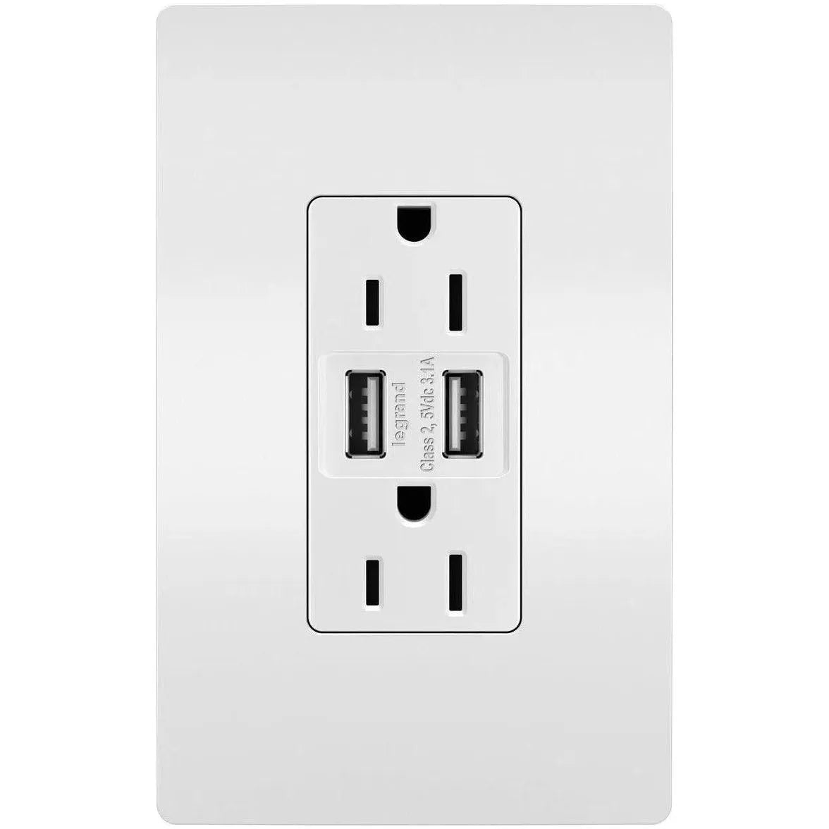 Legrand Radiant - radiant® 15A Tamper Resistant USB Outlet - TM826USBW | Montreal Lighting & Hardware