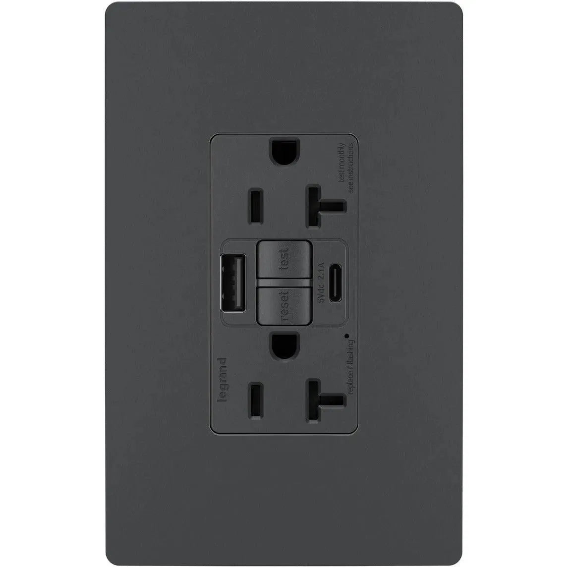 Legrand Radiant - radiant® 20A Tamper Resistant Self Test GFCI USB Type A/C Outlet - 2097TRUSBACGC4 | Montreal Lighting & Hardware