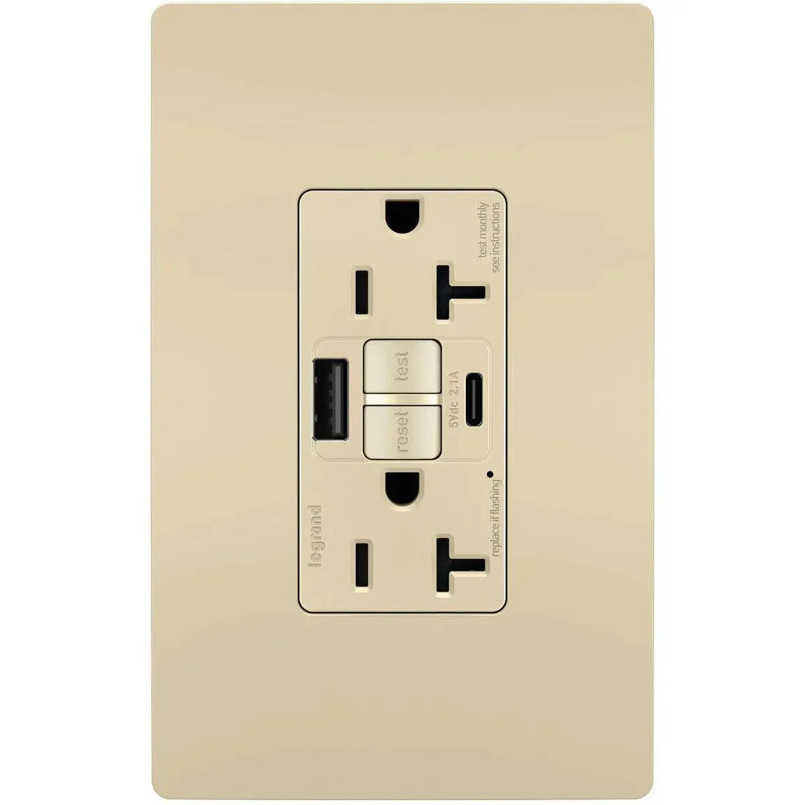 Legrand Radiant - radiant® 20A Tamper Resistant Self Test GFCI USB Type A/C Outlet - 2097TRUSBACI | Montreal Lighting & Hardware