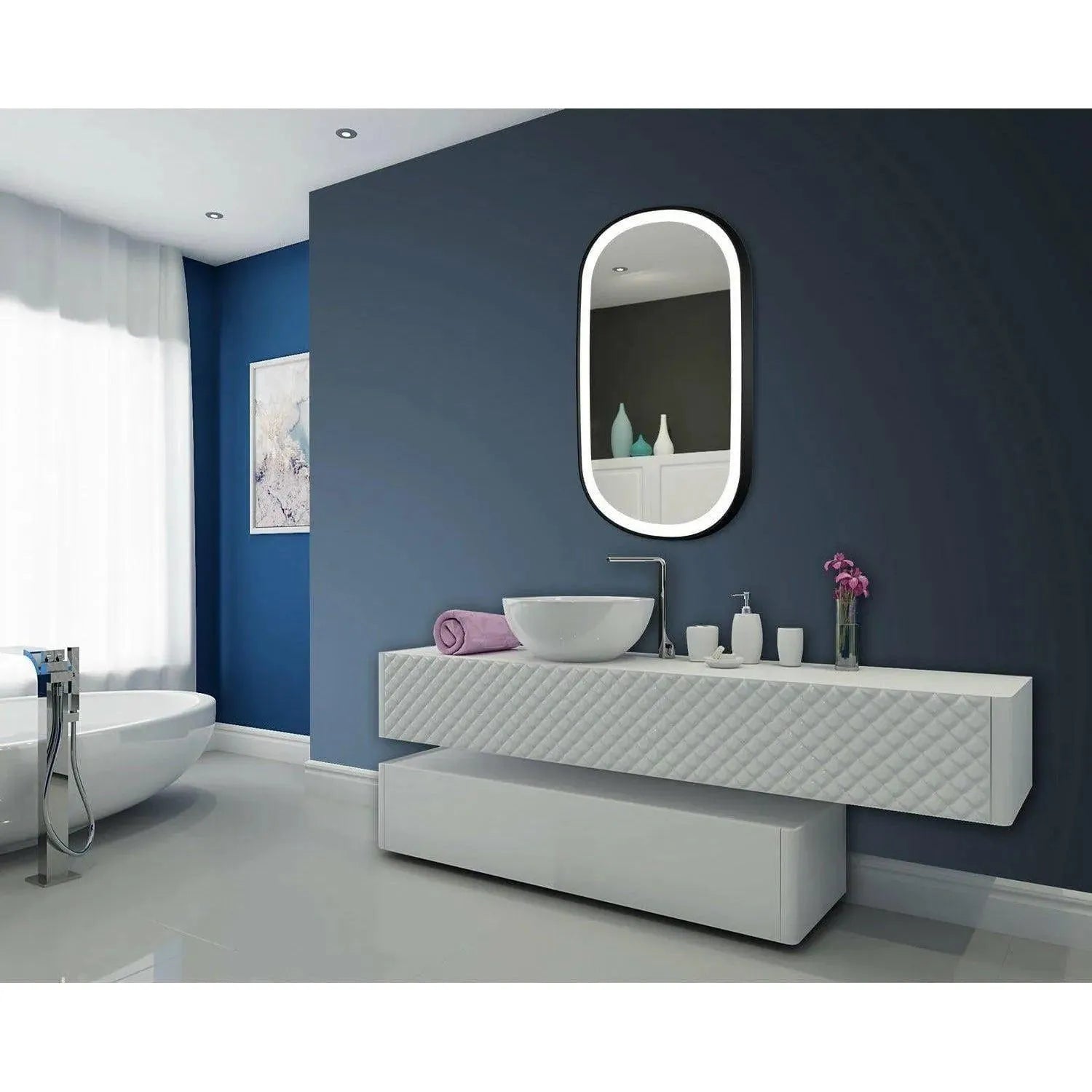 Paris Mirror - Chic Oval LED Mirror - CHICO28486000-BLK | Montreal Lighting & Hardware