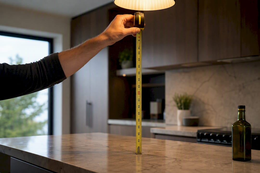 Measuring pendant clearance above kitchen island