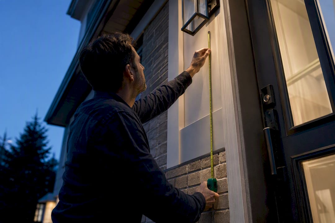 Measuring outdoor wall light height at entry