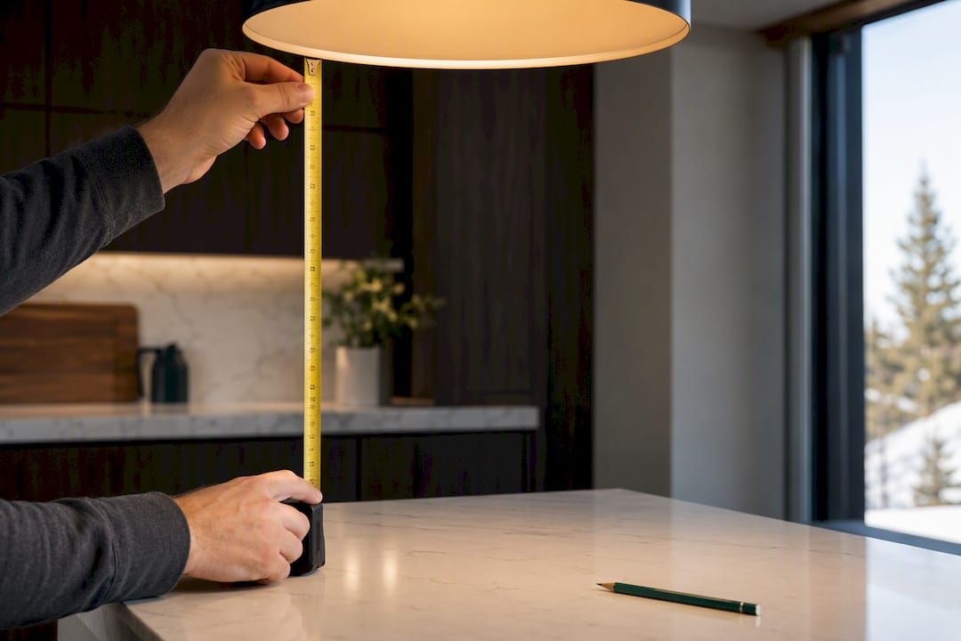 Measuring pendant height above kitchen island